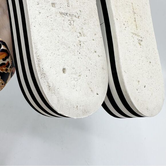 TABITHA SIMMONS Sophia White Platform Slide Sandal Black White Stripe Bottom 6.5 - Picture 10 of 11